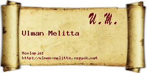 Ulman Melitta névjegykártya